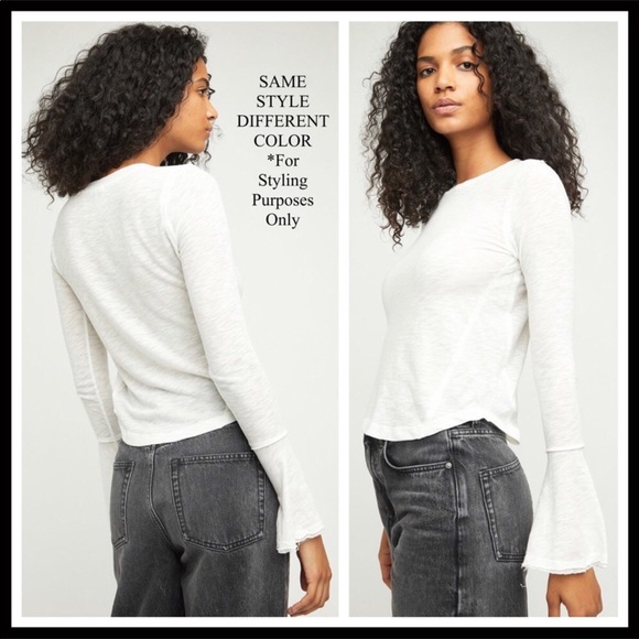 FREE PEOPLE BOHO TOP LONG SLEEVES KNIT PULLOVER TEE A2C - Picture 7 of 14